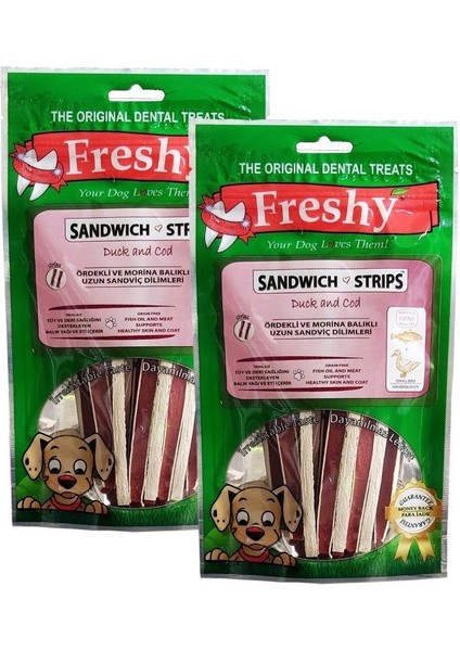 Ördekli ve Morina Balıklı Sandviç Şeritleri - Tahılsız - Taze Et ve Okyanus Balığından - 2'li Set