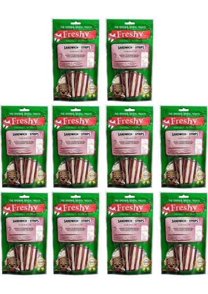 Ördekli ve Morina Balıklı Sandviç Şeritleri - Tahılsız - Taze Et ve Okyanus Balığından - 10'lu Set