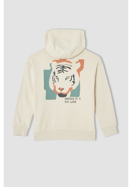 Erkek Çocuk Relax Fit Sırt Baskılı Kapüşonlu Sweatshirt V5416A621AU fırsatları