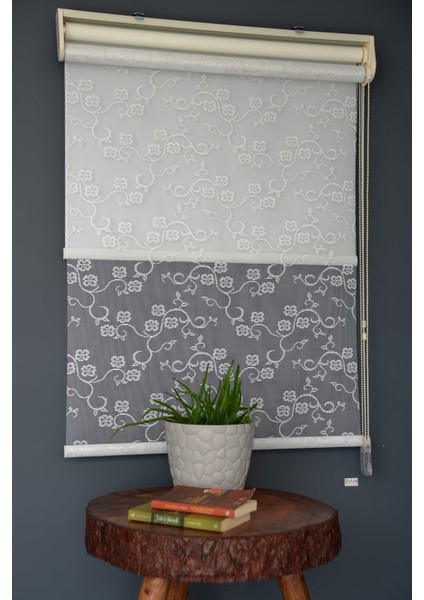 Çift Mekanizmalı Tül Stor Perde Rac-15 Beyaz Renk Eteksiz 280 x 260 cm