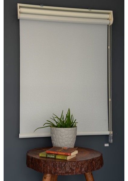 Çift Mekanizmalı Tül Stor Perde Dacuz-90 Kırık Beyaz Renk Eteksiz 280 x 200 cm