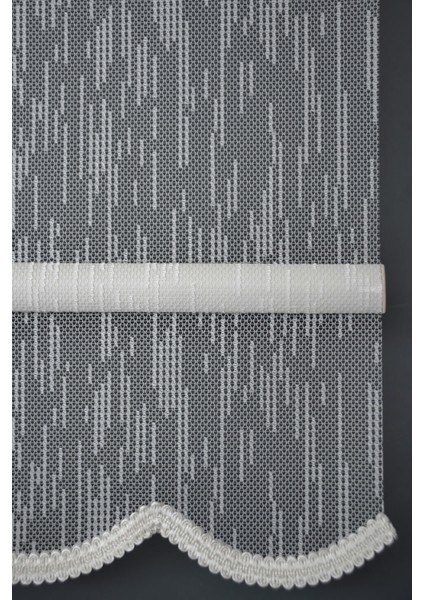 Çift Mekanizmalı Tül Stor Perde Dacuz-91 Kırık Beyaz Renk Etekli 280 x 200 cm