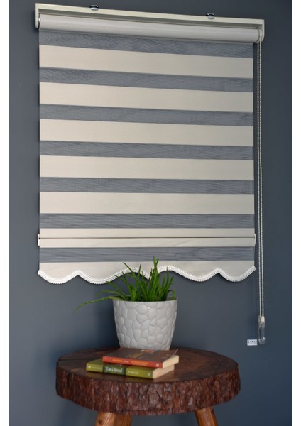 BL-100 Bej Renk Etekli Blackout-Karartma Zebra Stor Perde