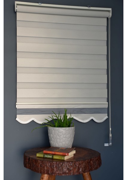BL-100 Bej Renk Etekli Blackout-Karartma Zebra Stor Perde