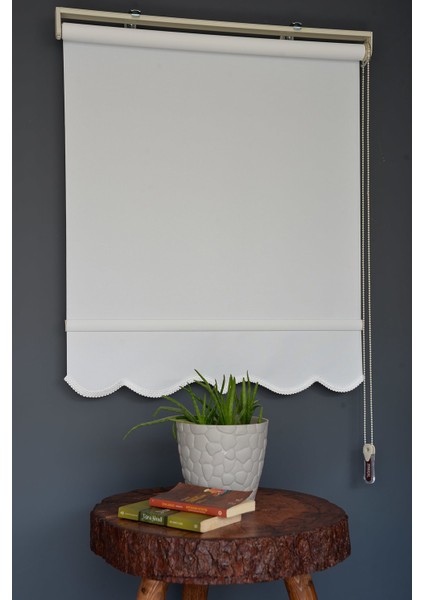 Stor Perde Mp-02 Ekru Renk Etekli Mat Polyester Stor Perde 185GR/M2 240 x 200 cm