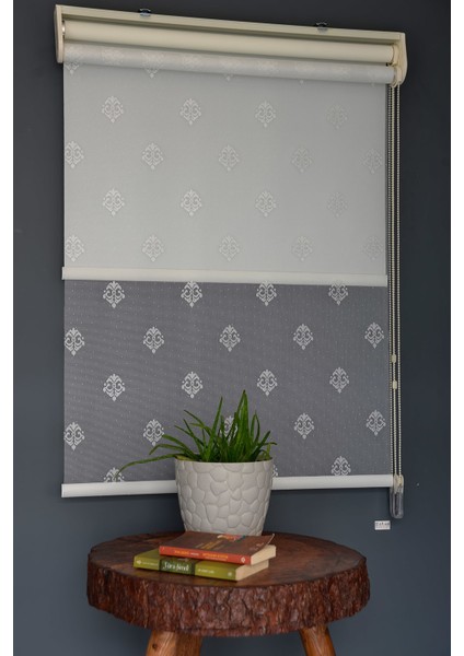 Çift Mekanizmalı Tül Stor Perde Dacuz-95 Kırık Beyaz Renk Eteksiz 280 x 260 cm