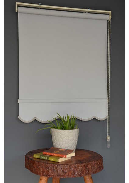 Stor Perde PM-108 Gri Renk Etekli Panama 210 x 260 cm