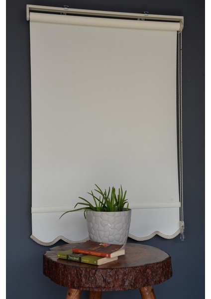Stor Perde PM-101 Ekru Renk Etekli Panama 100 x 260 cm