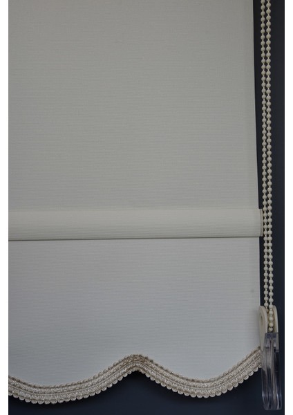 Stor Perde PM-101 Ekru Renk Etekli Panama 100 x 260 cm
