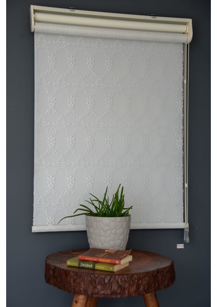 Çift Mekanizmalı Tül Stor Perde Dacuz-204 Kırık Beyaz Renk Eteksiz 280 x 260 cm modelleri