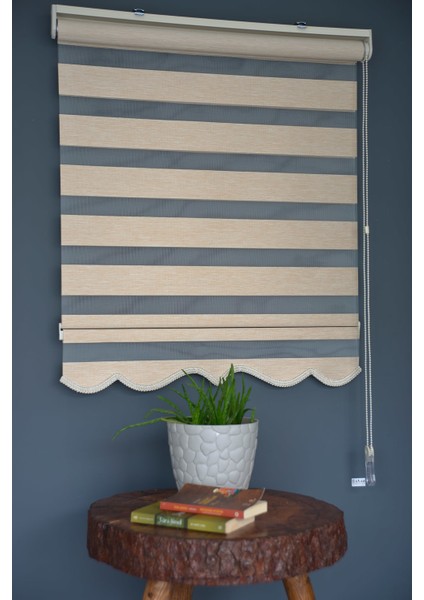 BZ-254 Karamel Renk Etekli Zebra Stor Perde