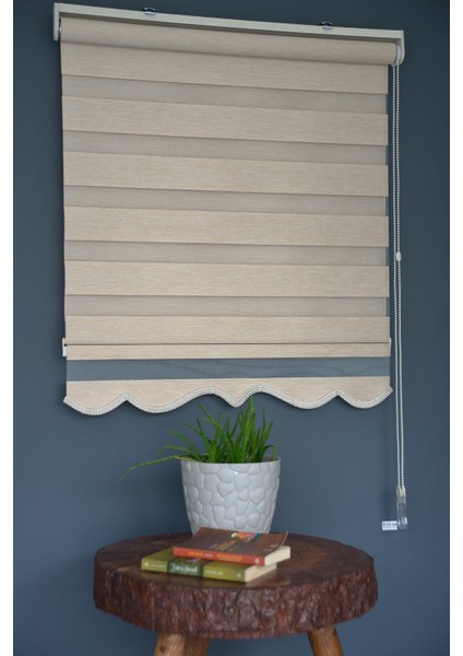 BZ-254 Karamel Renk Etekli Zebra Stor Perde