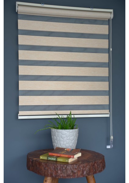 BZ-254 Karamel Renk Eteksiz Zebra Stor Perde