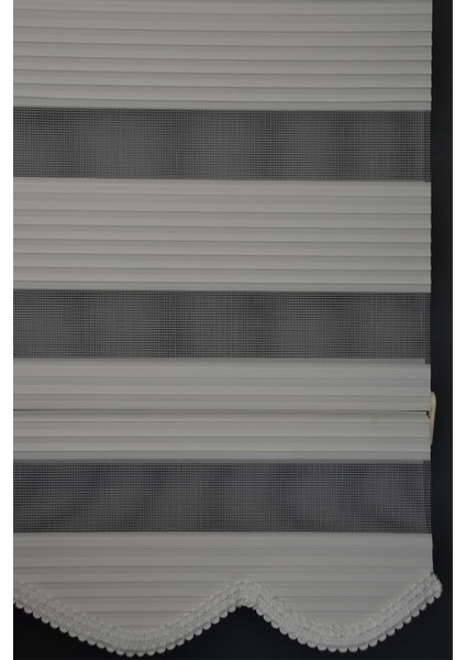 Zebra Stor Perde Dp-01 Beyaz Renk Etekli Dar Pliseli 110 x 260 cm