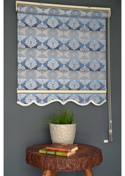Zebra Stor Perde FT-984 Mavi Renk Etekli 170 x 260 cm