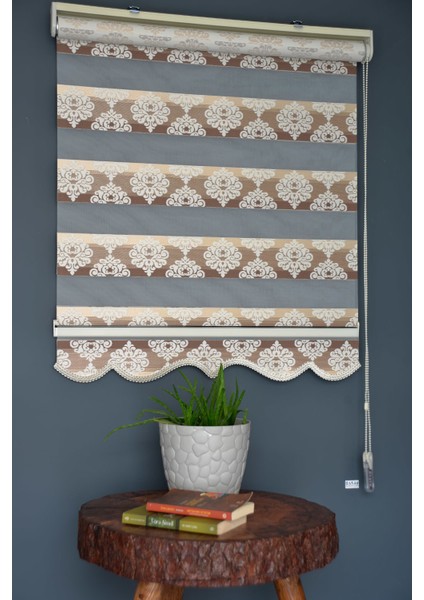 Zebra Stor Perde FT-981 Mavi Renk Etekli 240 x 260 cm