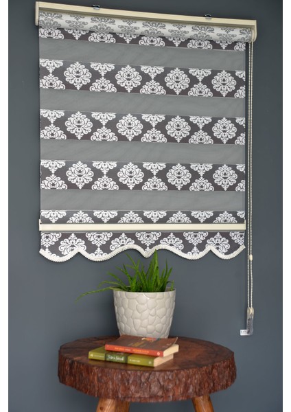 Zebra Stor Perde FT-985 Siyah Renk Etekli 90 x 260 cm