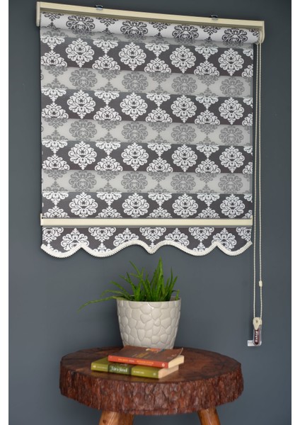 Zebra Stor Perde FT-985 Siyah Renk Etekli 90 x 260 cm