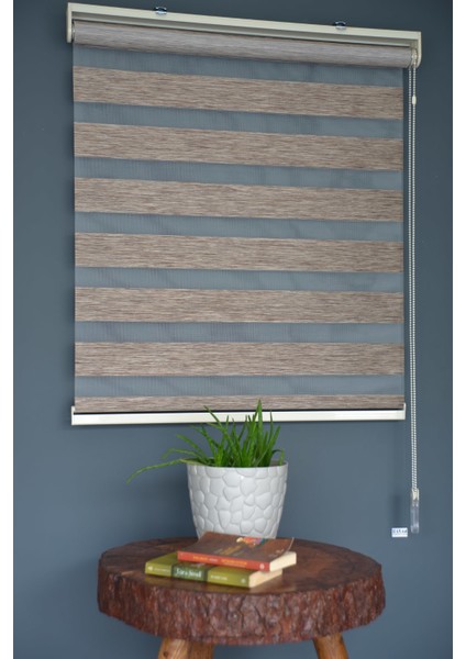 Zebra Stor Perde BZ-255 Açık Kahve Renk Eteksiz 180 x 200 cm