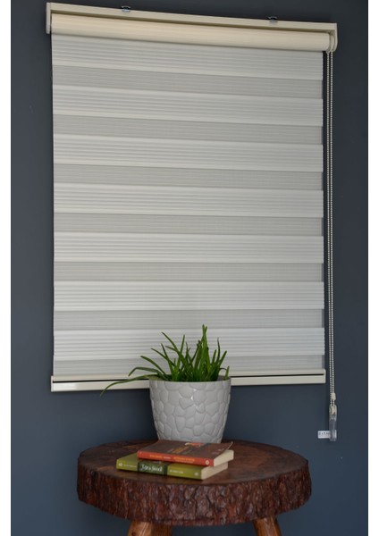 Zebra Stor Perde Dp-02 Ekru Renk Eteksiz Dar Pliseli 90 x 200 cm