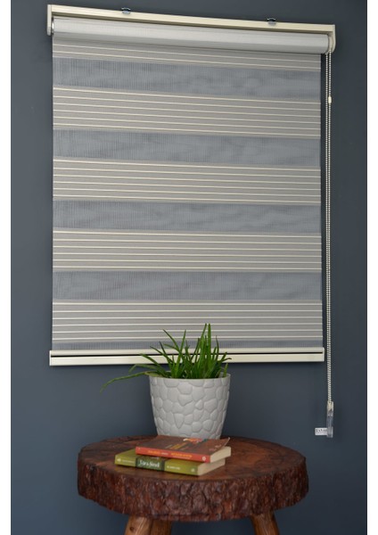 Zebra Stor Perde Kb-02 Siyah & Ekru Renk Eteksiz Blackout-Karartma 160 x 200 cm