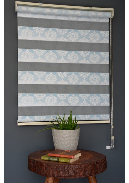 FT-983 Turkuaz Renk Eteksiz Zebra Stor Perde