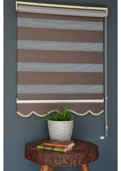 Zebra Stor Perde Kb-06 Koyu Kahverengi Renk Etekli Blackout-Karartma 90 x 200 cm