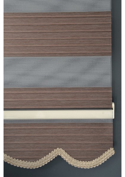 Zebra Stor Perde Kb-06 Koyu Kahverengi Renk Etekli Blackout-Karartma 90 x 200 cm