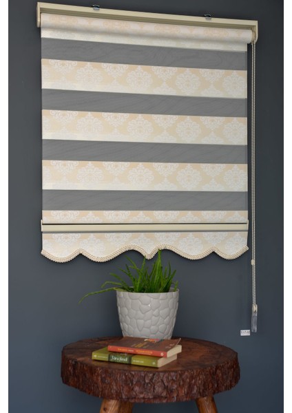 Zebra Stor Perde FT-980 Beyaz Renk Etekli 160 x 200 cm
