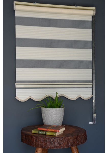 Zebra Stor Perde Gp-02 Ekru Renk Etekli Geniş Pliseli 270 x 260 cm