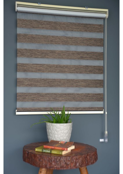 Zebra Stor Perde BZ-256 Koyu Kahve Renk Eteksiz 270 x 260 cm