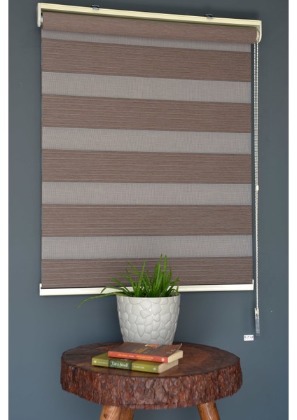 Zebra Stor Perde Kb-06 Koyu Kahverengi Renk Eteksiz Blackout-Karartma 210 x 260 cm