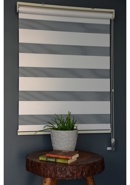 DK-103 Pudra & Beyaz Renk Eteksiz Zebra Stor Perde
