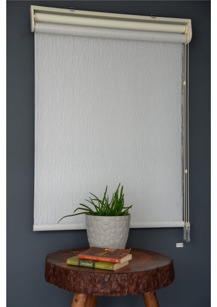 Çift Mekanizmalı Tül Stor Perde Dacuz-211 Kırık Beyaz Renk Eteksiz 280 x 260 cm modelleri