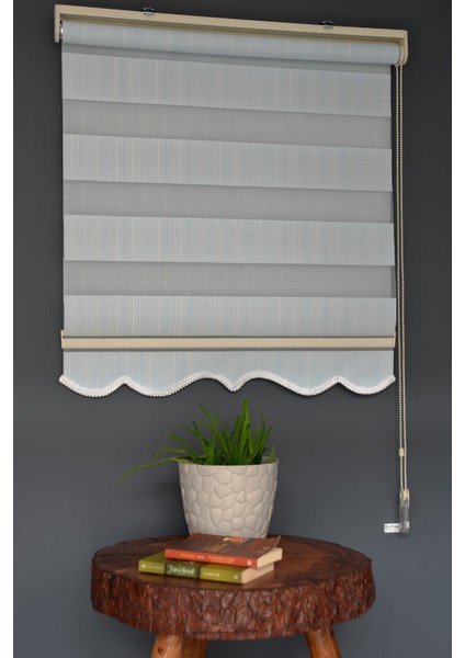 Zebra Stor Perde JK-285 Antrasit Renk Etekli Bambu 210 x 200 cm