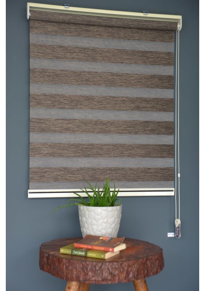 BZ-256 Koyu Kahve Renk Eteksiz Zebra Stor Perde