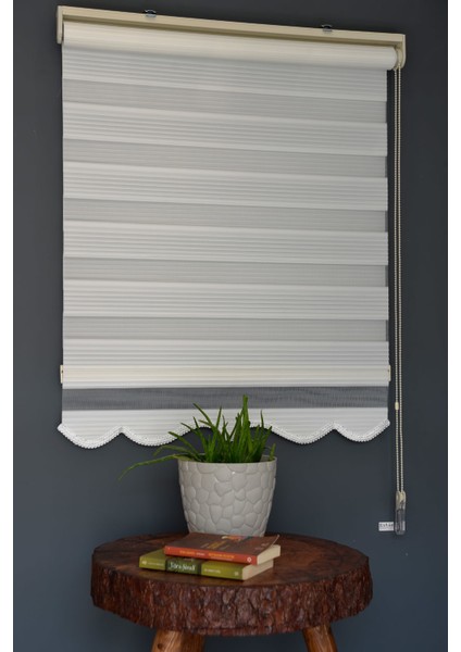 Zebra Stor Perde Dp-01 Beyaz Renk Etekli Dar Pliseli 210 x 200 cm