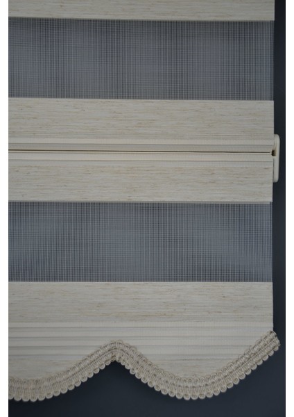 Zebra Stor Perde PLZ-600 Krem & Ekru Renk Etekli 270 x 260 cm