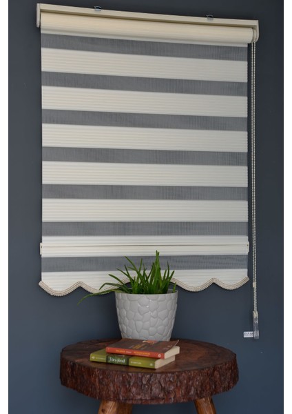 Zebra Stor Perde Dp-02 Ekru Renk Etekli Dar Pliseli 160 x 260 cm