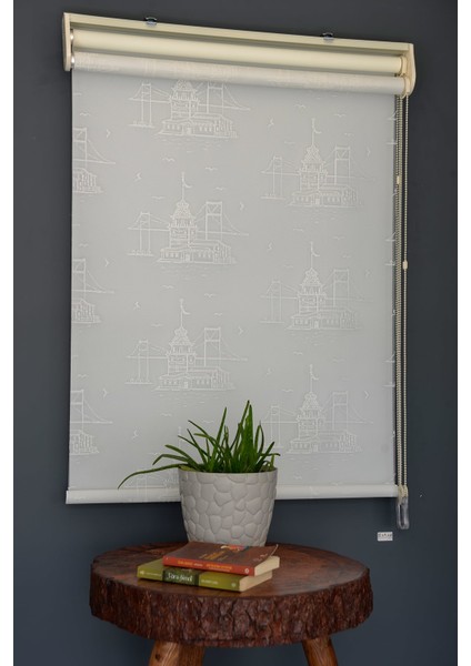 Çift Mekanizmalı Tül Stor Perde Dacuz-212 Kırık Beyaz Renk Eteksiz 280 x 200 cm