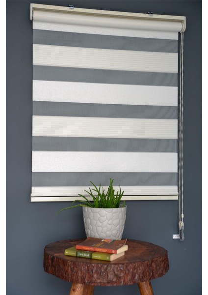 Zebra Stor Perde PLZ-700 Beyaz & Hardal Renk Eteksiz 210 x 200 cm