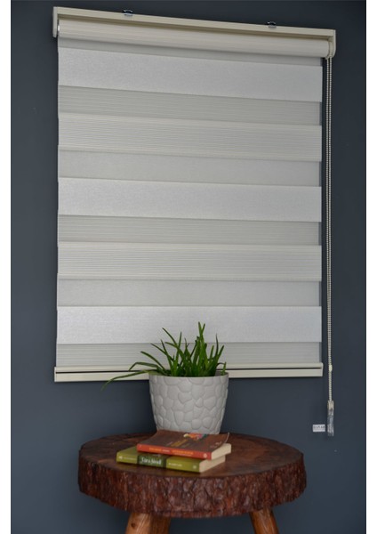 Zebra Stor Perde PLZ-700 Beyaz & Hardal Renk Eteksiz 210 x 200 cm