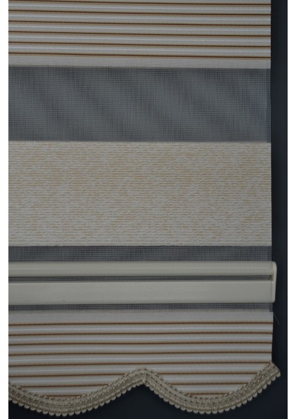PLZ-702 Kahverengi Renk Etekli Zebra Stor Perde
