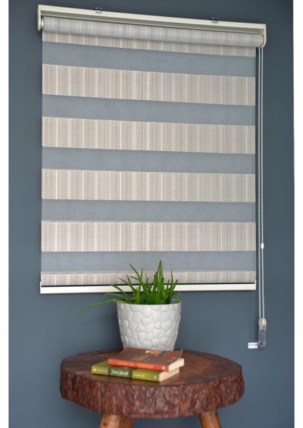 JK-283 Karamel Renk Eteksiz Bambu Zebra Stor Perde