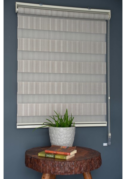JK-283 Karamel Renk Eteksiz Bambu Zebra Stor Perde