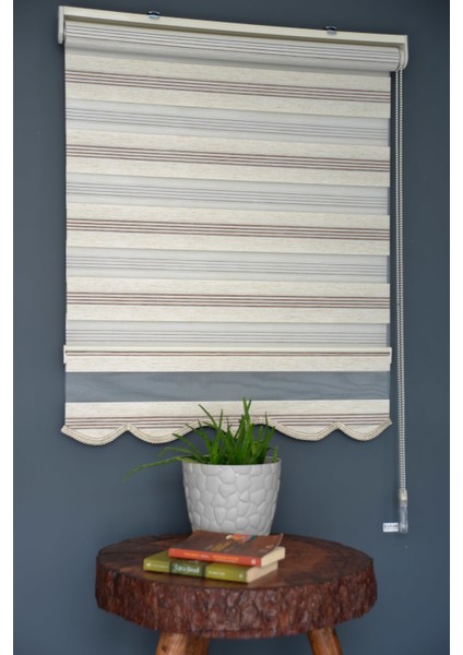 Zebra Stor Perde PLZ-602 Krem & Koyu Kahverengi Renk Etekli 120 x 260 cm fiyatları