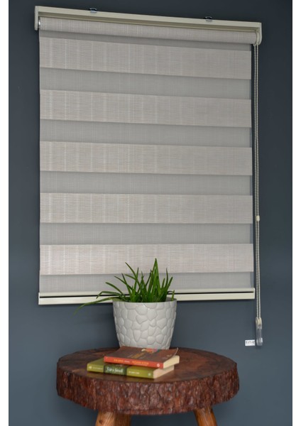 JK-282 Pudra Renk Eteksiz Bambu Zebra Stor Perde