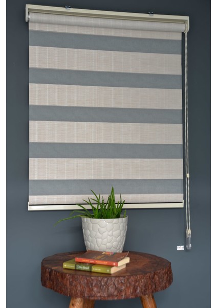 JK-282 Pudra Renk Eteksiz Bambu Zebra Stor Perde