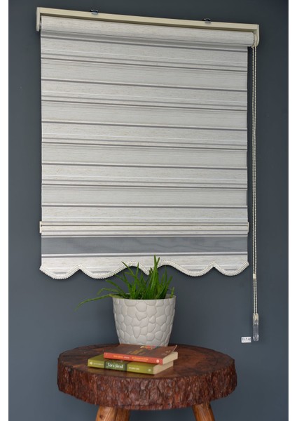 Zebra Stor Perde PLZ-801 Sütlü Kahve, Gri & Beyaz Renk Etekli Bambu 230 x 200 cm fiyatları