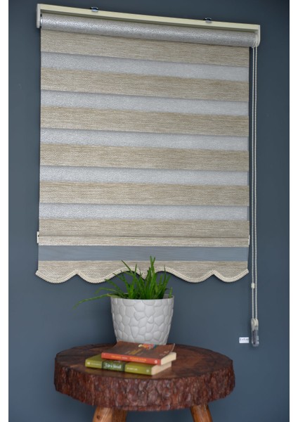 Zebra Stor Perde SM-402 Haki & Gümüş Yaldız Renk Etekli 250 x 200 cm fiyatları